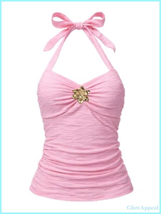 Tops - Women's Halter Cami Top Open Back Y2K Going Out Top